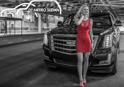 Prom Night Girls in Pick Dress with Black Suburban SUV